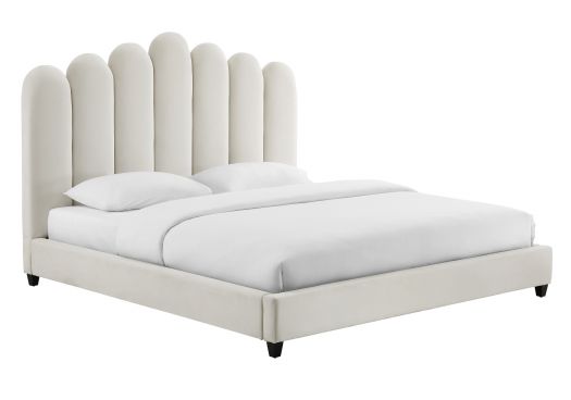 Celine Cream Velvet Bed in Queen