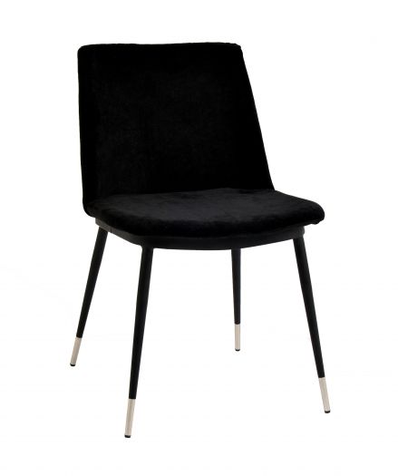 Evora Black Velvet Chair - Silver Legs - Set of 2