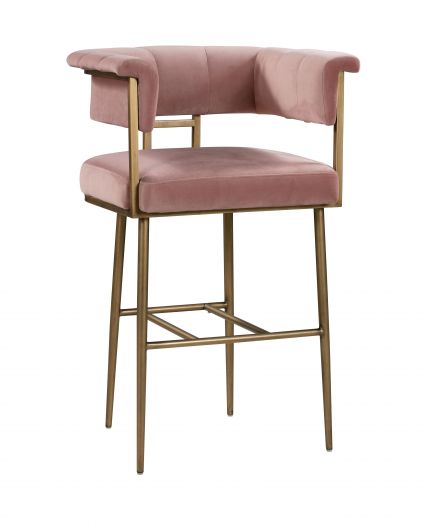 Astrid Blush Velvet Bar Stool