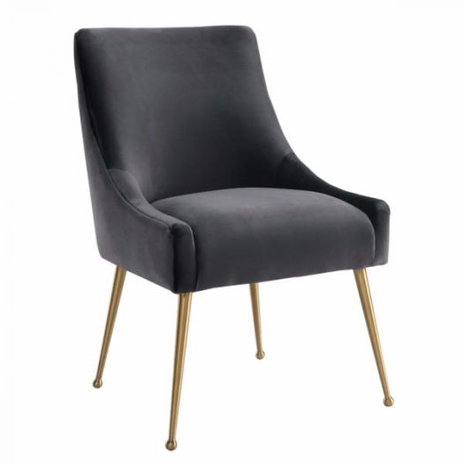 Beatrix Grey Velvet Side Chair