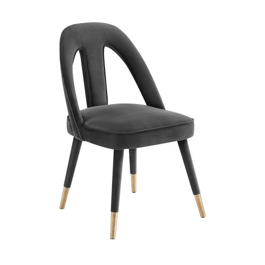 Petra Dark Grey Velvet Side Chair