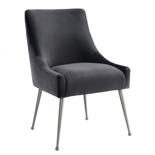 Beatrix Grey Velvet Side Chair - Silver Legs