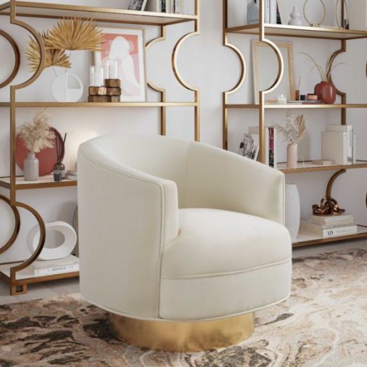 Stella Cream Velvet Swivel Chair