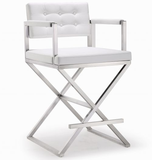 Director White Steel Counter Stool