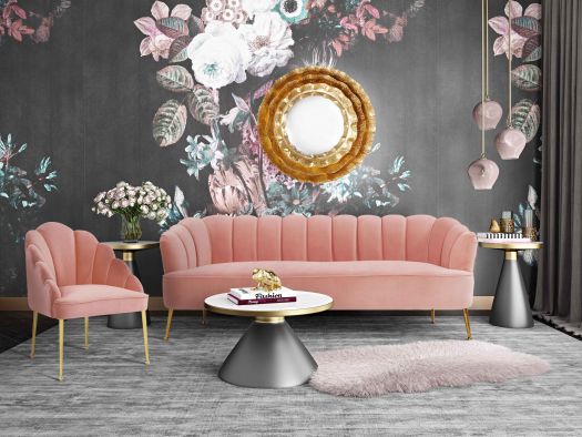 Daisy Petite Blush Velvet Sofa