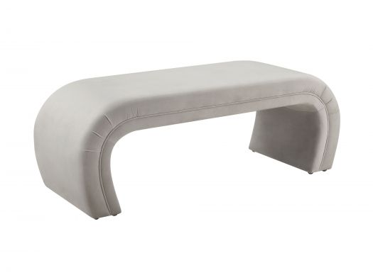 Kenya Light Grey Velvet Bench