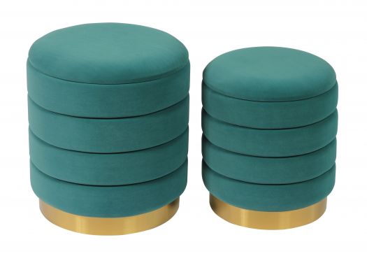 Saturn Teal Storage Ottomans - Set of 2