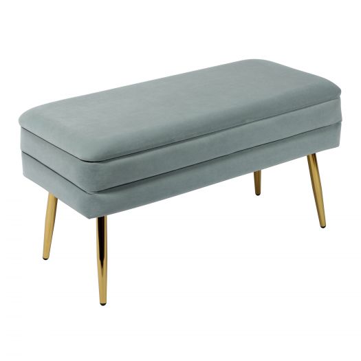 Ziva Sea Blue Velvet Storage Bench