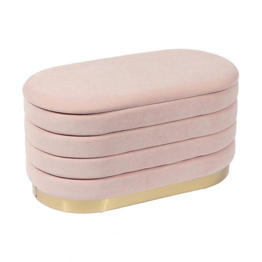 Lillian Blush Velvet Storage Bench