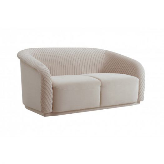 Yara Pleated Beige Velvet Loveseat