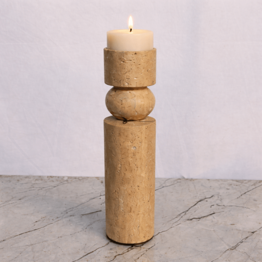 Travertine Candle Holder Large