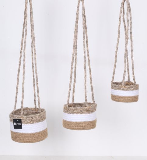TRI CLR - CTN/JUTE HANGING PLANTER - S/3