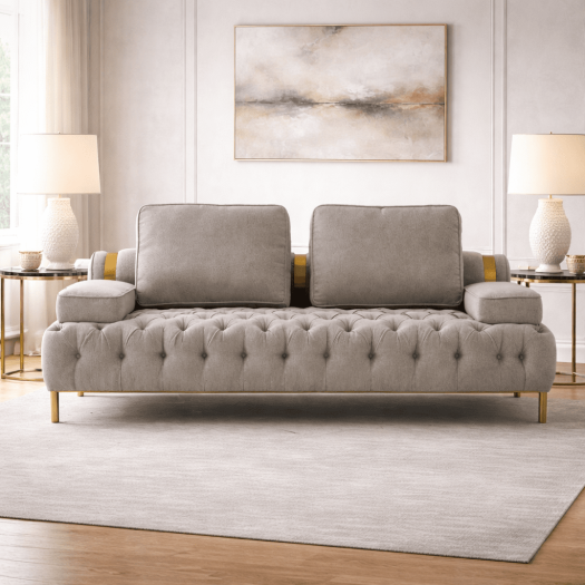 Tufting Grey 2 Seater Loveseat