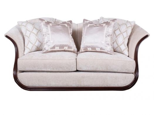 Wood Framed Upholstered Ivory Loveseat KD