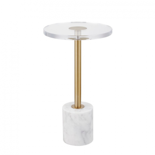 Acrylic Accent table with white marble base