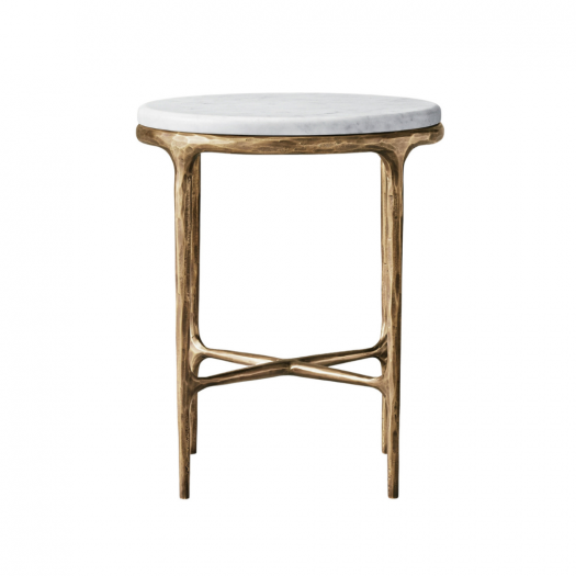 Round Side Table with Marble Top