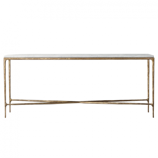 Gold Console Table with Marble Top