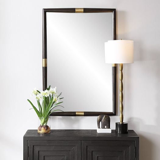 Uttermost Larkin Dark Wood & Brass Mirror