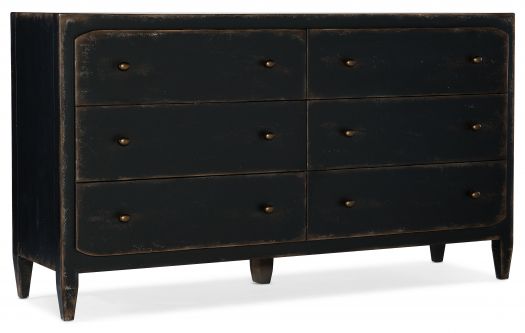 Six-Drawer Dresser- Black