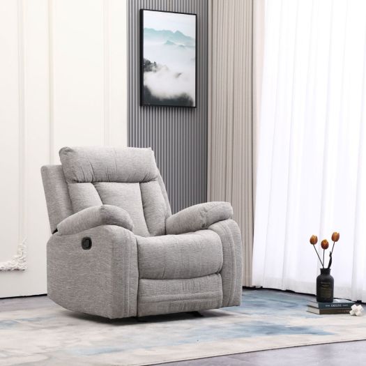 Warsaw Grey Manual Recliner with Glider
