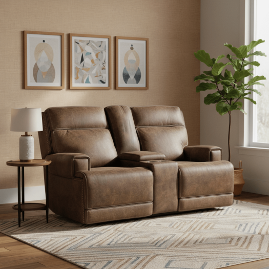 Wheeler Console Loveseat with Power Recline & Power Headrest