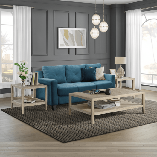 Whitewashed Oak Wood Coffee Table