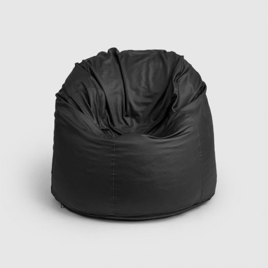 Willow Black Leather Beanbag