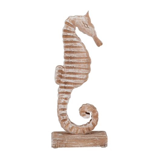 WOOD, 13H SEAHORSE, RUSTIC WHITE