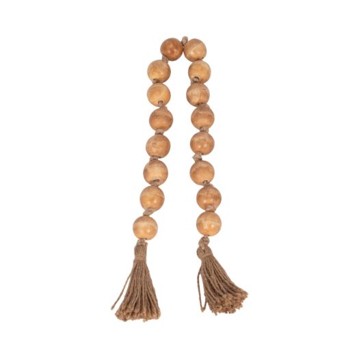 WOOD, 26 BEAD GARLAND, NATURAL