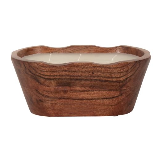 WOOD, 8 16 OZ OVAL BOWL SCENTED CANDLE, NATURAL