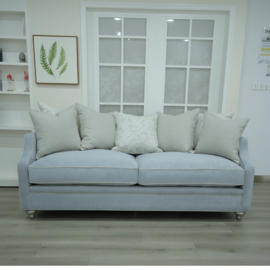 Wood Frame Upholstered Silver Sofa