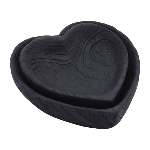WOOD, S/2 9/10 HEART BOWLS, BLACK