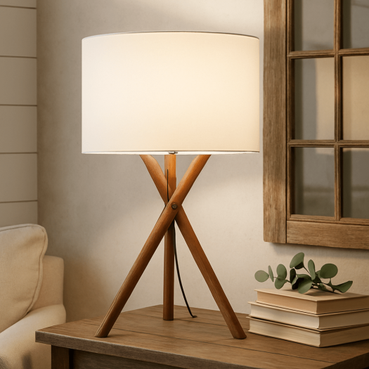 WOODEN TRIPOD TABLE LAMPS