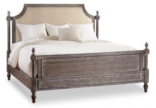 King Upholstered Poster Bed-Fabric