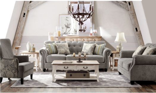 Roots Nebraska Grey Gold Loveseat