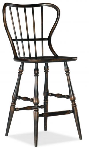 Spindle Back Bar Stool-Black