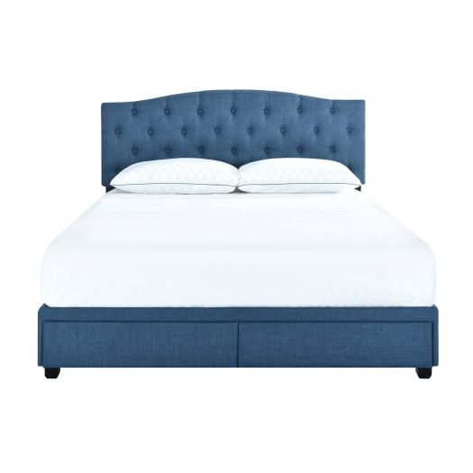 King Tufted Storage Bed - Denim