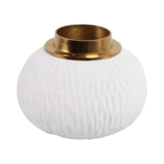 Zurich Ecomix And Metal Vase, Wht/gld